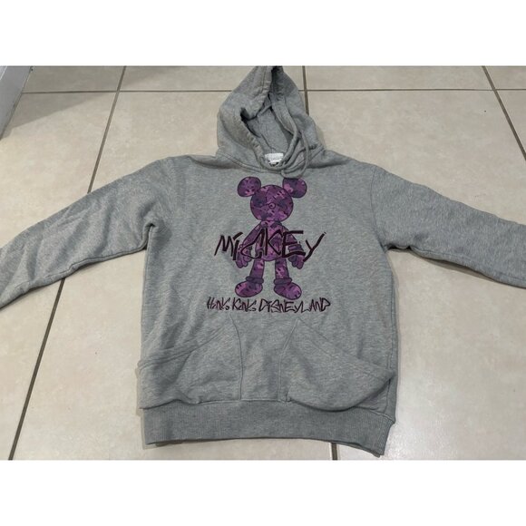 Disney Tops - Disneyland Hong Kong Purple Mickey Mouse Gray Hoodie Pullover Size XS Women’s